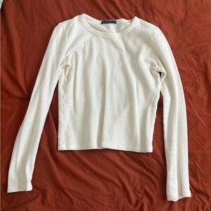 Brandy Mellville White Long Sleeve Waffle